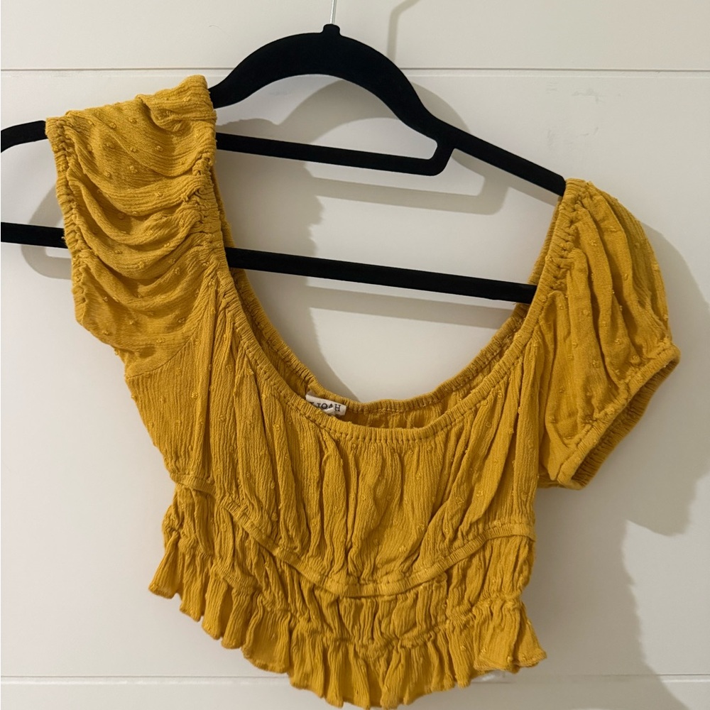 Mustard boho cropped blouse
